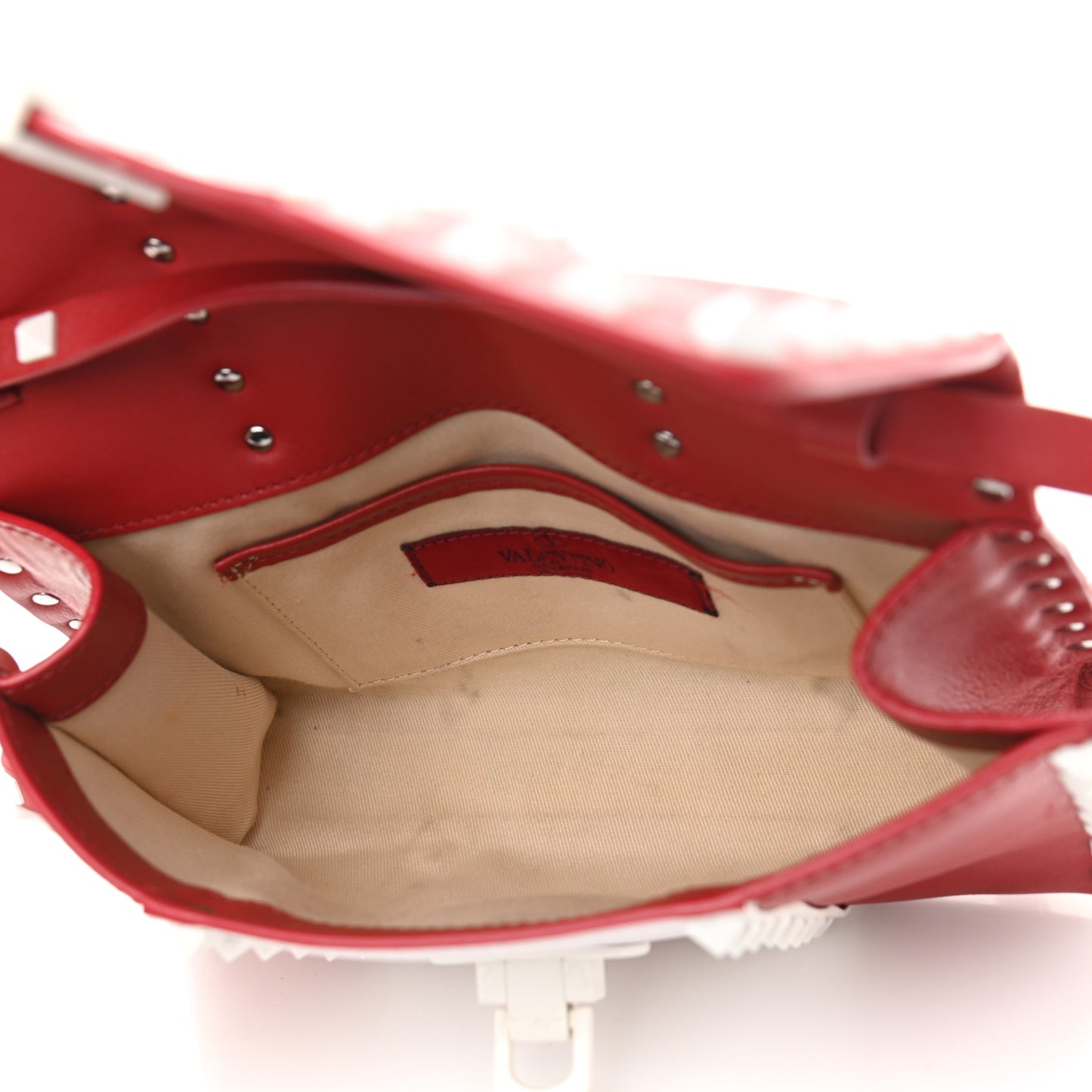 Vitello Colorblock Medium Free Rockstud Flip Lock Crossbody Bag Rosso Valentino Optic White