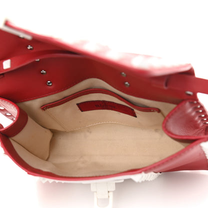 Valentino Garavani Vitello Colorblock Medium Free Rockstud Flip Lock Crossbody Bag Rosso Valentino Optic White 9 of 12
