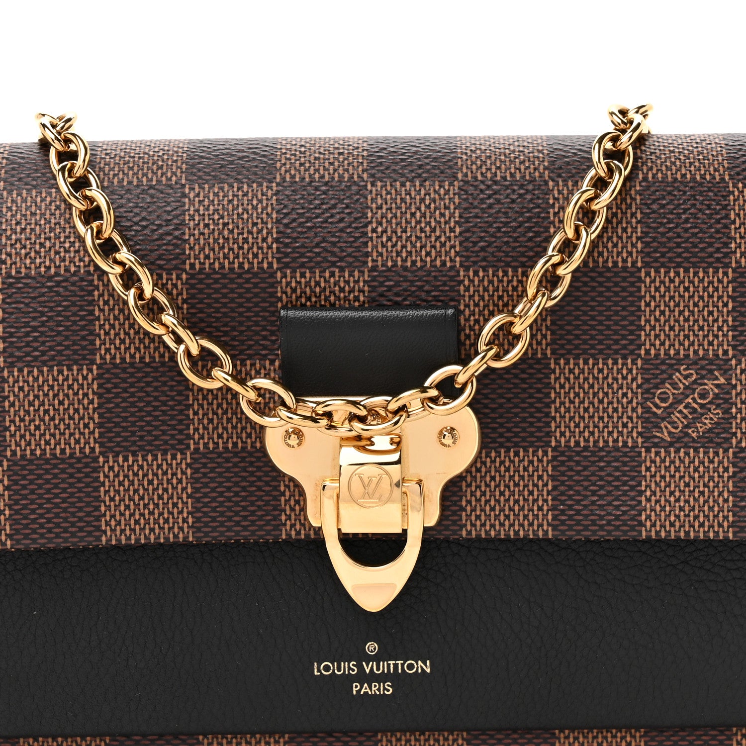 Louis Vuitton Damier Ebene Vavin Chain Wallet Black 6 of 9