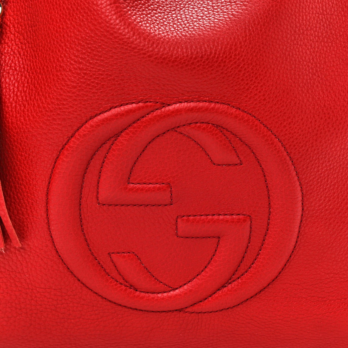 Pebbled Calfskin Large Soho Shoulder Bag Red