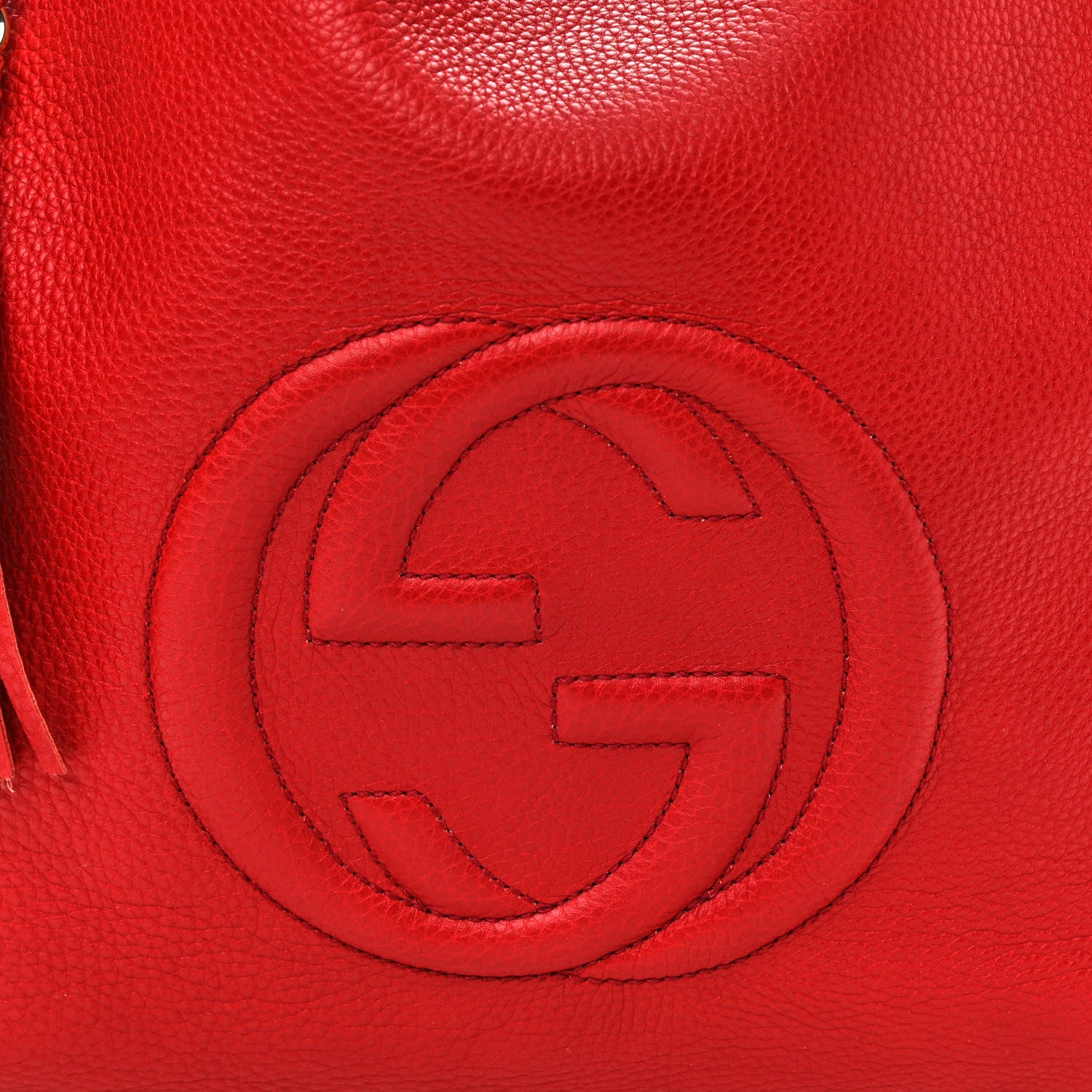 Gucci Pebbled Calfskin Large Soho Shoulder Bag Red 8 of 10