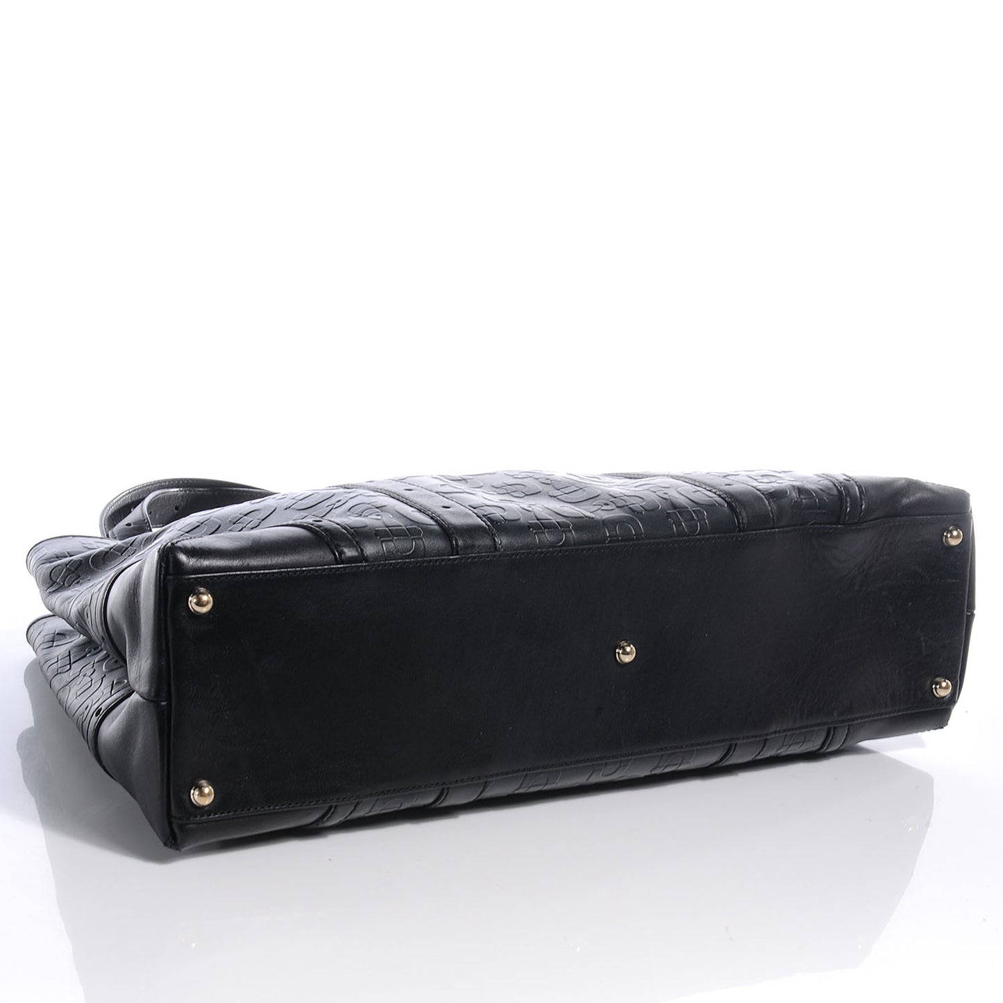 Calfskin Horsebit Embossed Large Shoulder Bag Black