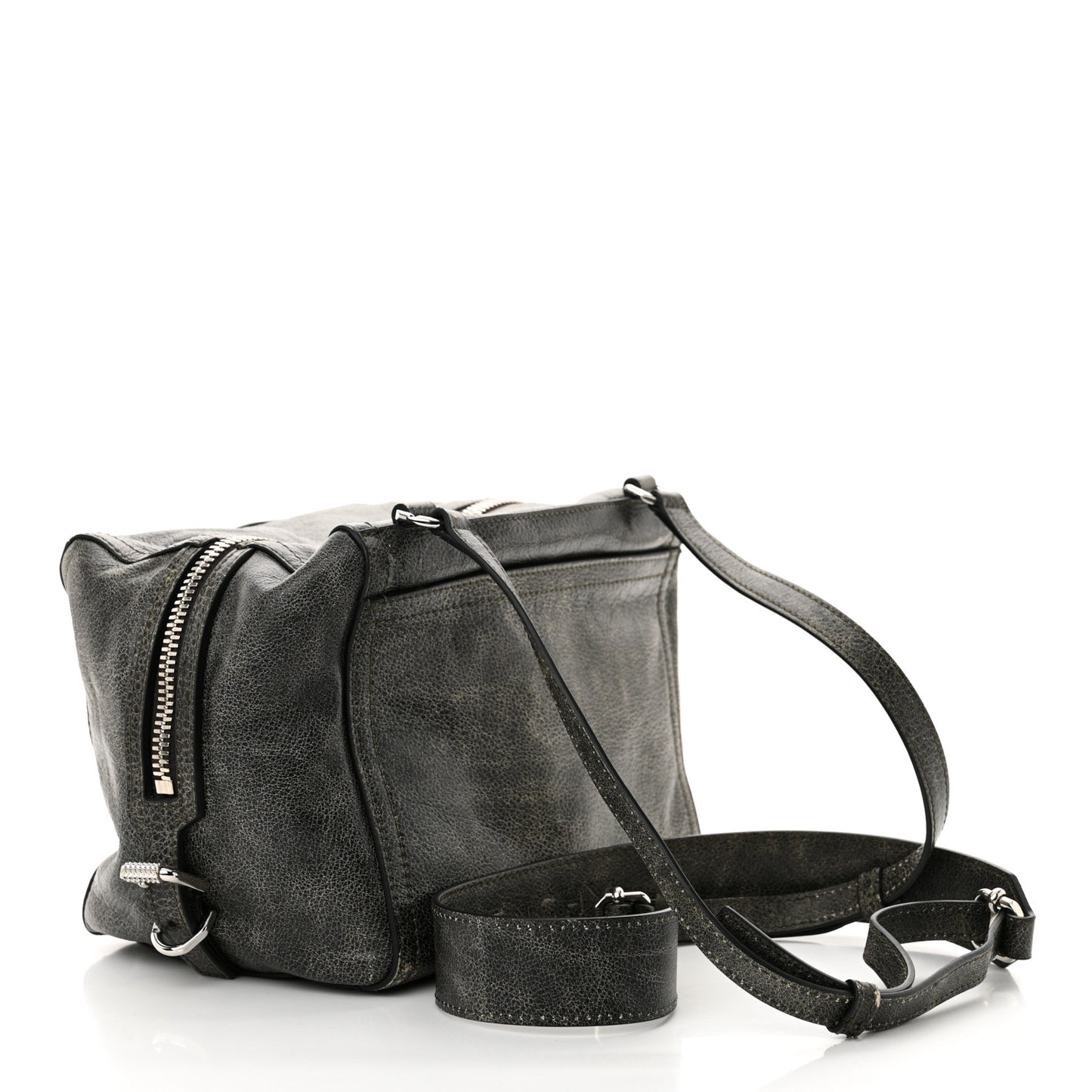 Aged Calfskin Small Pandora Mens Crossbody Black Grey
