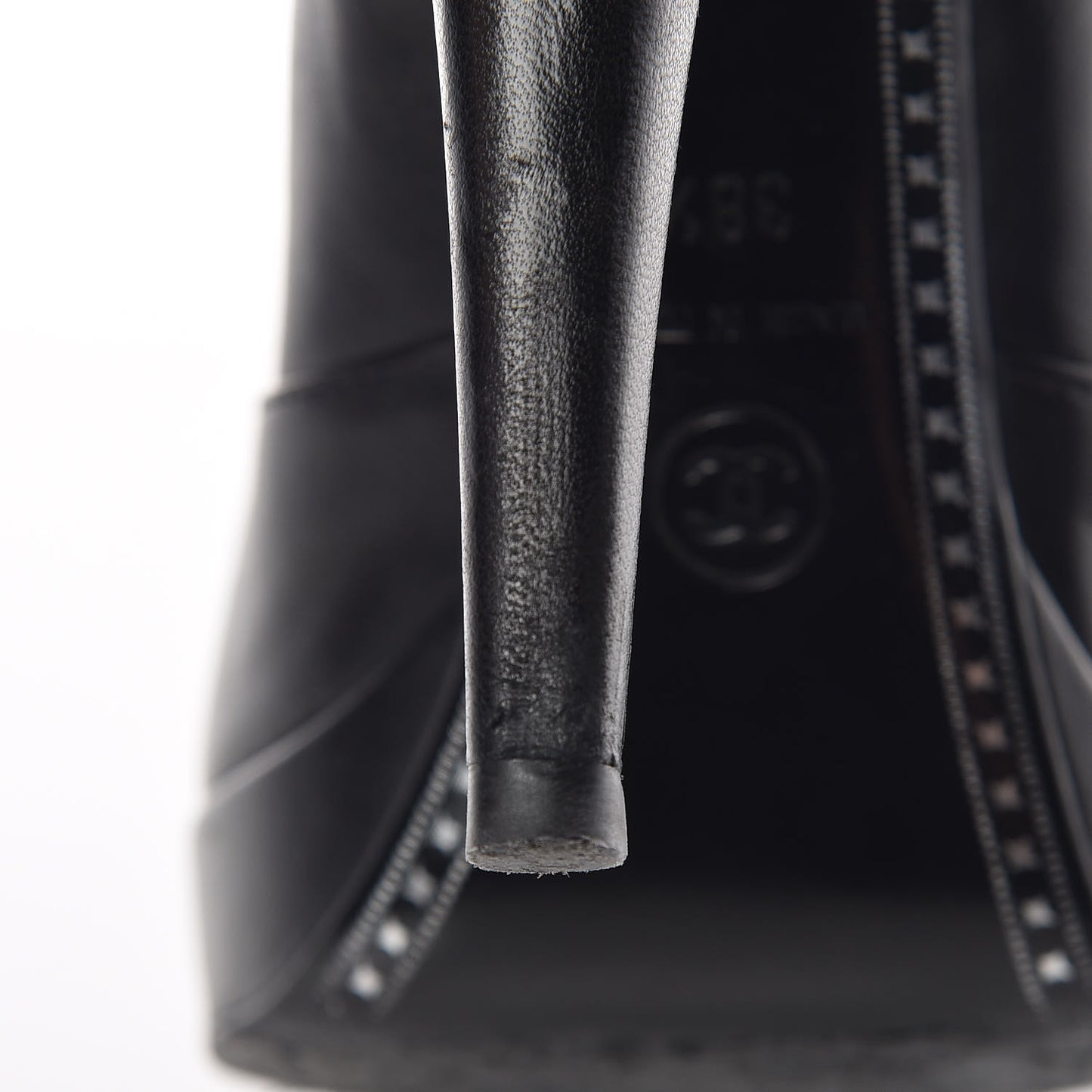 Goatskin Cap Toe Short Ankle Boots 38.5 Black