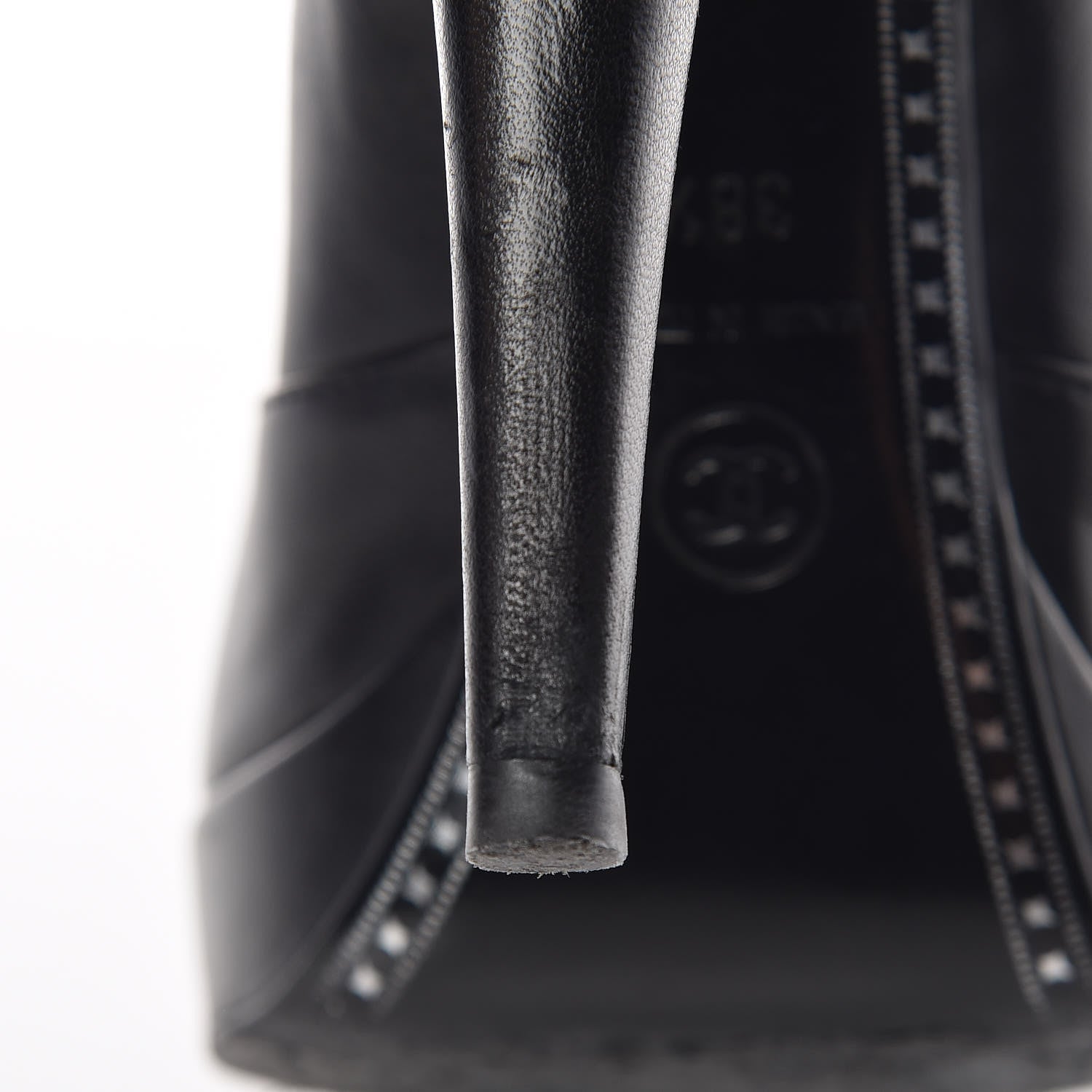 Chanel Goatskin Cap Toe Short Ankle Boots 38.5 Black 16 of 17