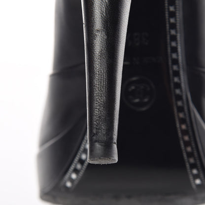 Chanel Goatskin Cap Toe Short Ankle Boots 38.5 Black 16 of 17