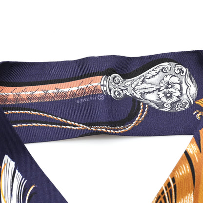 Hermes Silk Cavalcades Twilly Marine Gold Gris 3 of 3