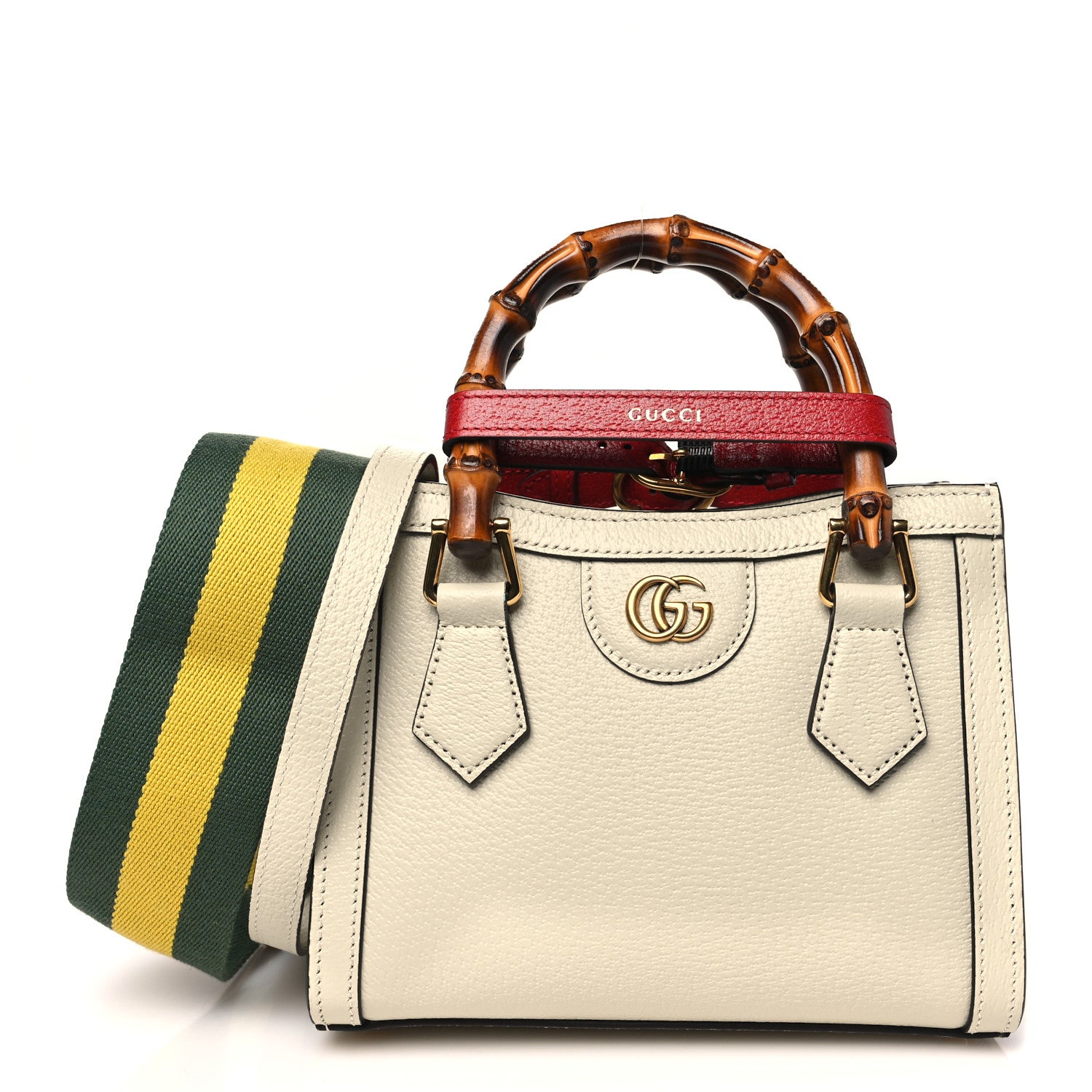 Gucci Textured Calfskin Web Mini Diana Tote Bag Mystic White 1 of 10