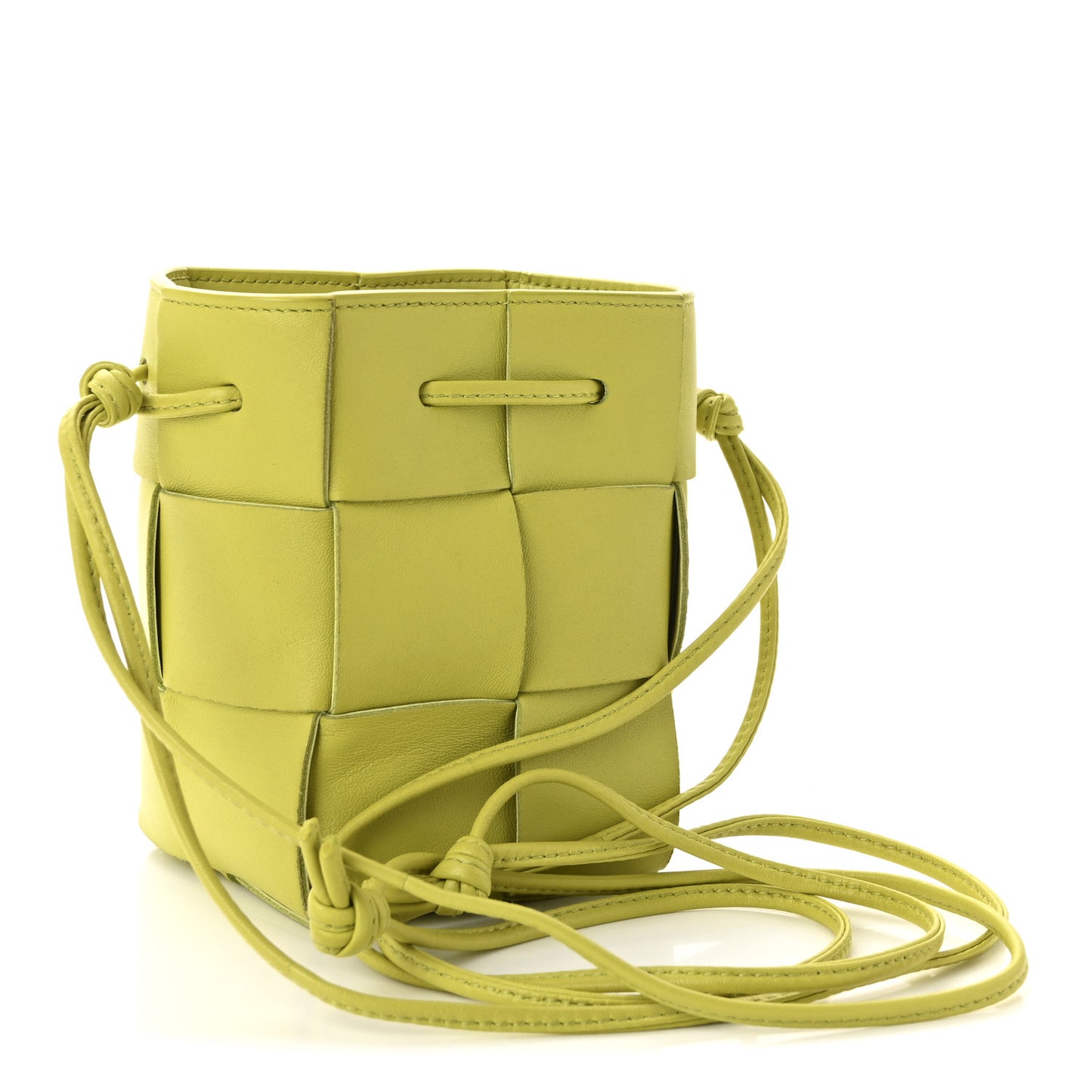 Nappa Maxi Intrecciato Mini Cassette Bucket Bag Kiwi