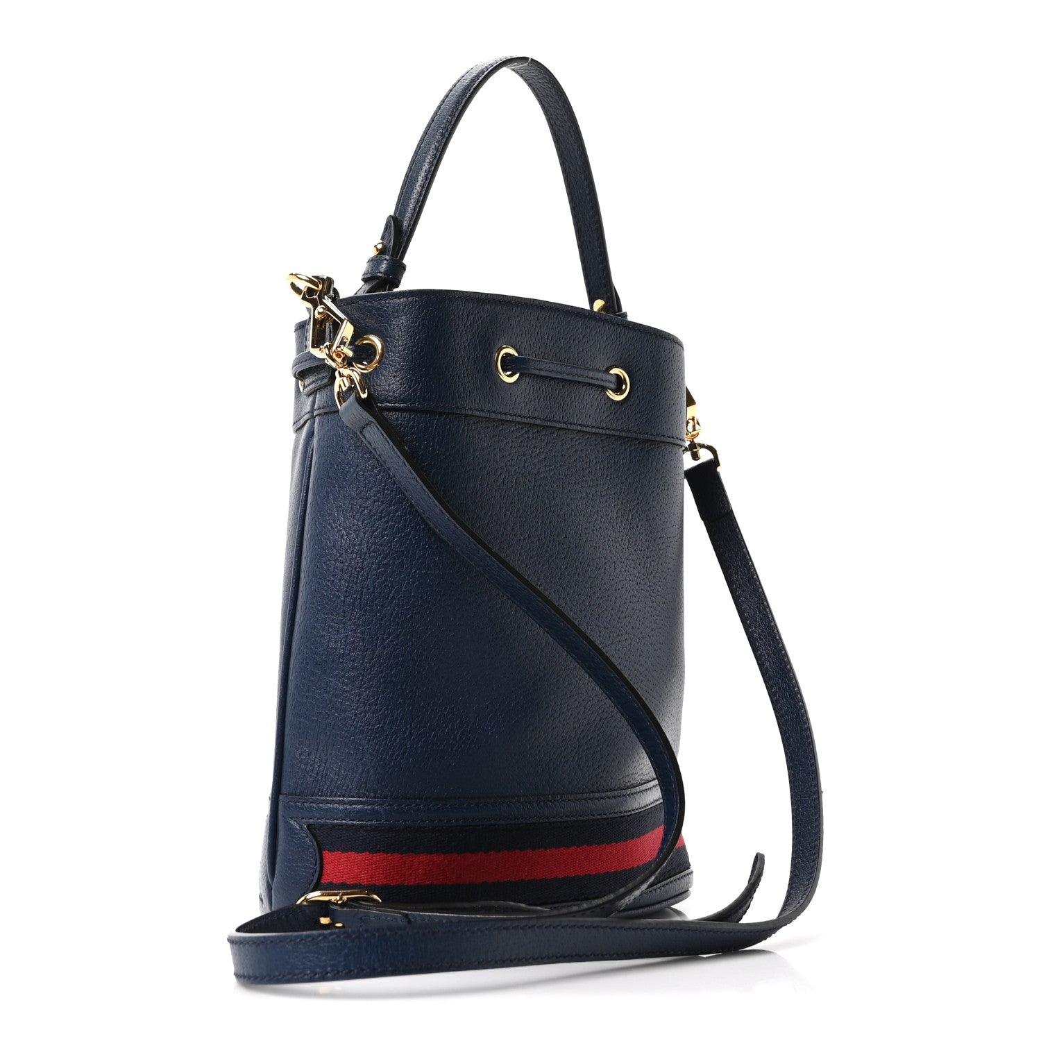 Gucci Soft Textured Calfskin Web Small Ophidia Bucket Bag Blue Agata 3 of 10