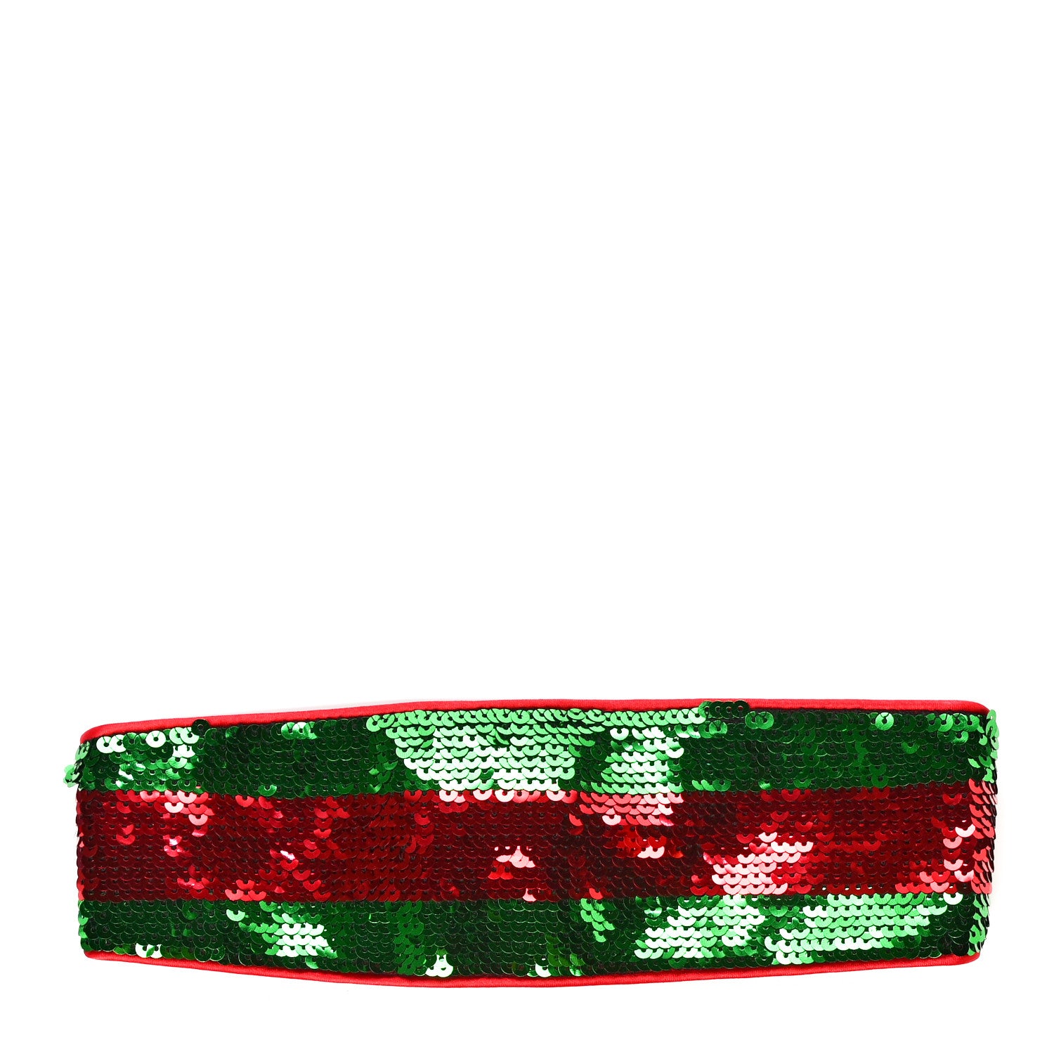 Gucci Sequin Silk Striped Headband Red Green 1 of 7