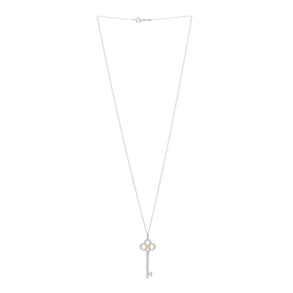 Tiffany Platinum 18K Yellow White Gold Yellow Diamond Crown Key Pendant Necklace 3 of 6
