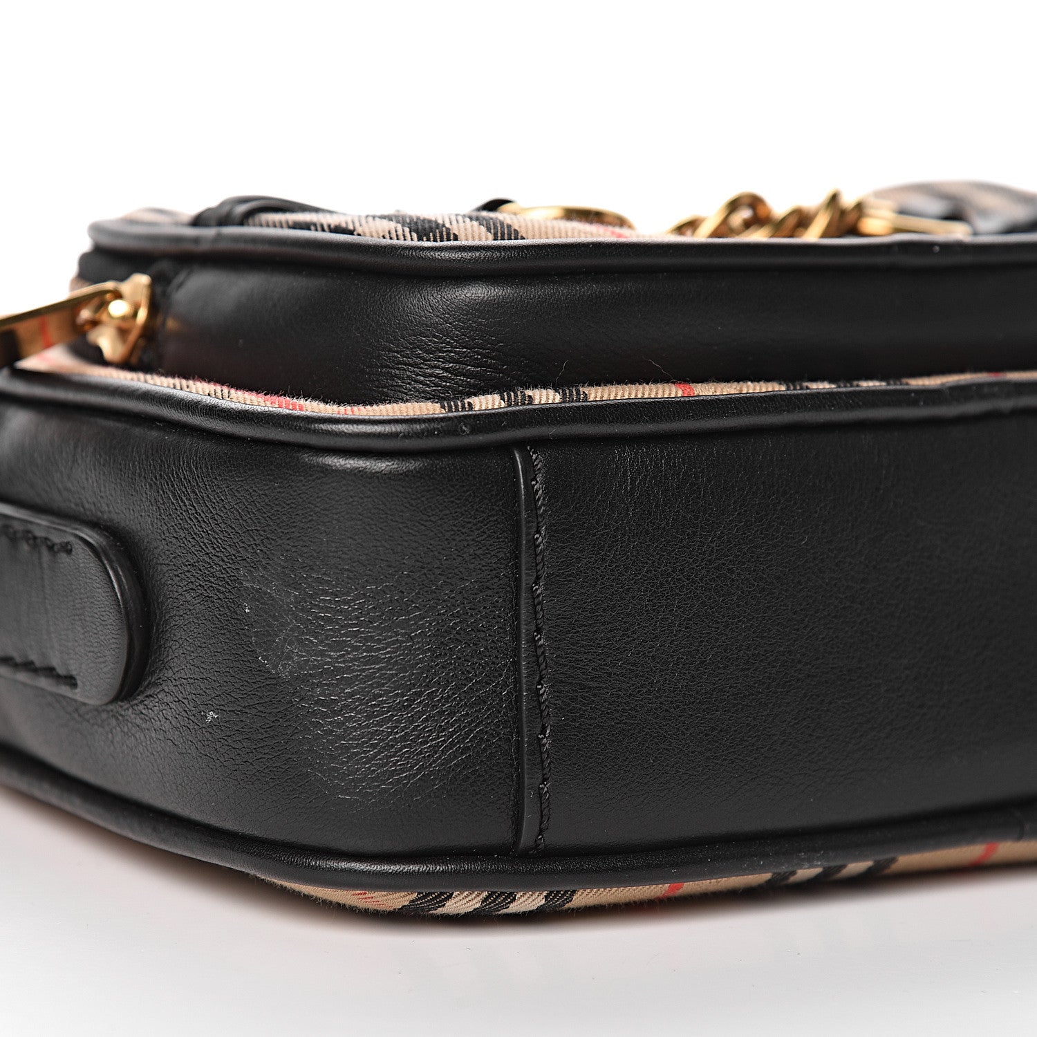 Burberry 1983 Knight Check Smooth Calfskin Link Camera Bag Black 8 of 10