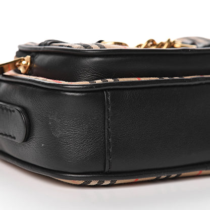 Burberry 1983 Knight Check Smooth Calfskin Link Camera Bag Black 8 of 10