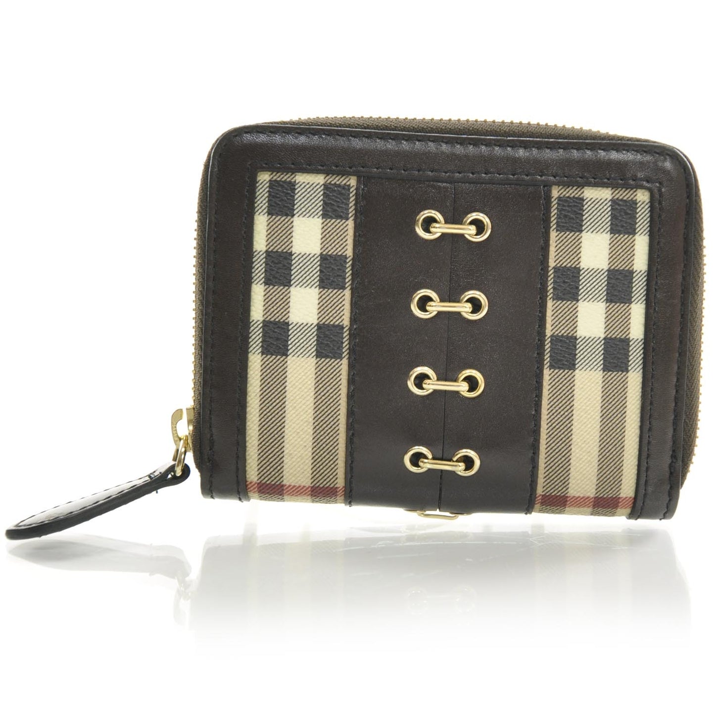 House Check Metal Stitch Compact Wallet