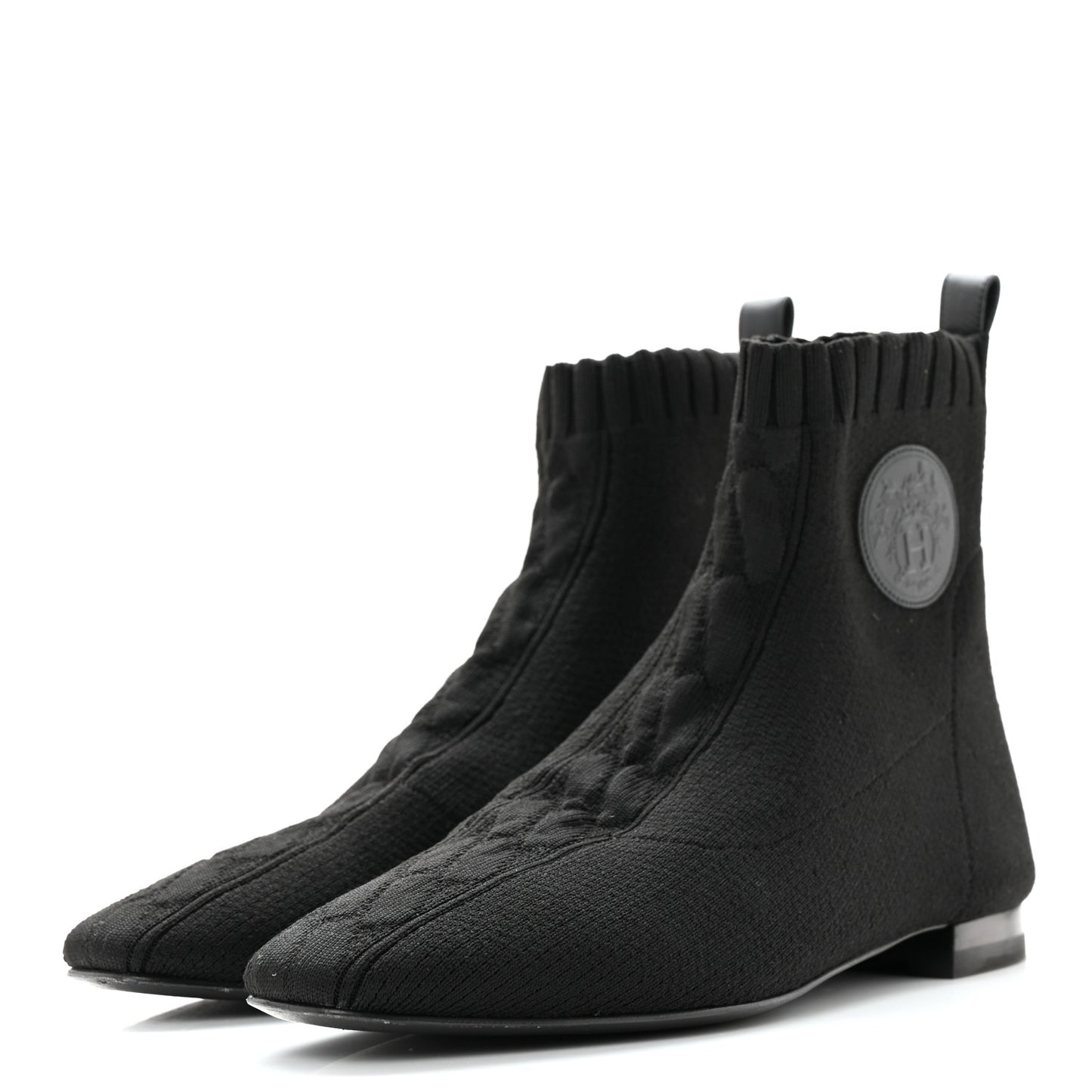 Knit Calfskin Duo Ankle Boots 36 Black