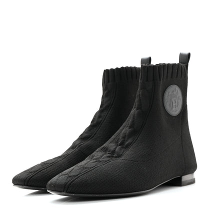 Hermes Knit Calfskin Duo Ankle Boots 36 Black 3 of 11