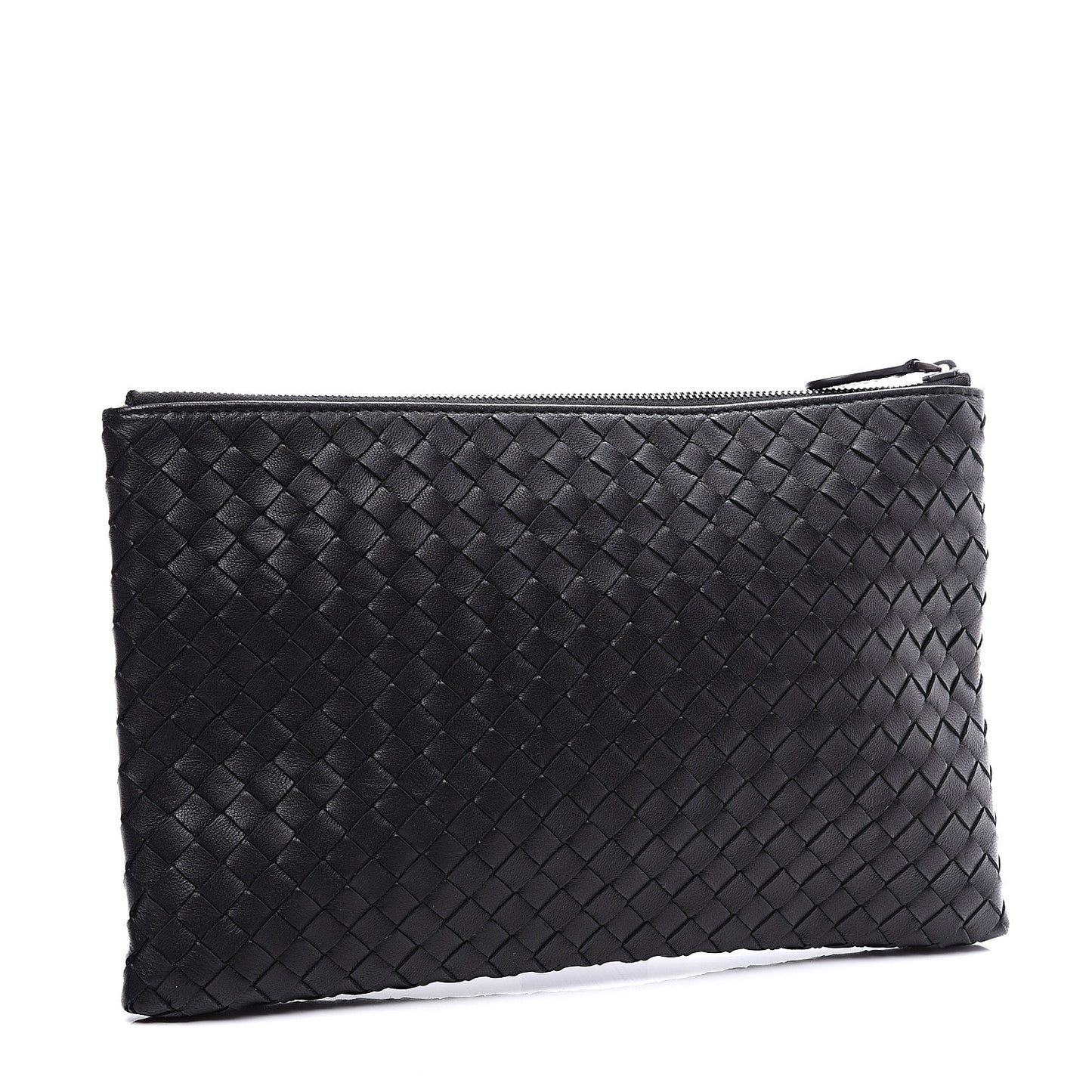 Nappa Intrecciato Zip Pouch Black