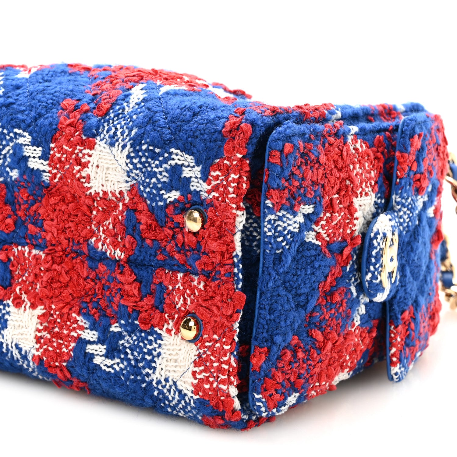 Chanel Tweed Quilted Small Chanel 25 Handbag Red White Blue 10 of 11