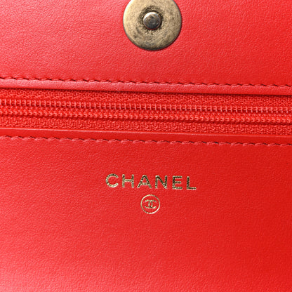 Chanel Tweed Quilted Chanel 19 Wallet On Chain WOC Red White 6 of 11