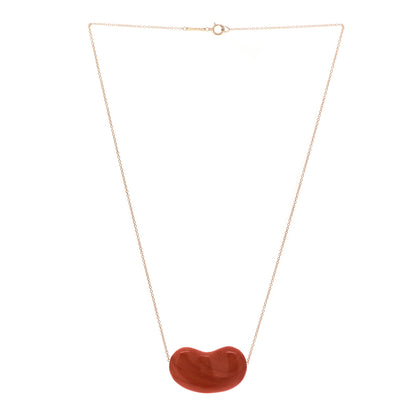 Tiffany 18K Yellow Gold Coral 30mm Elsa Peretti Bean Pendant Necklace 3 of 5