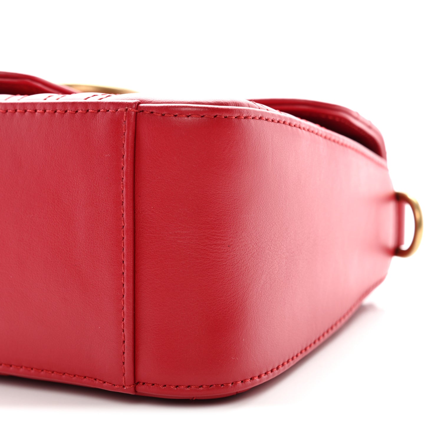 Calfskin Matelasse Mini GG Marmont Top Handle Shoulder Bag Hibiscus Red