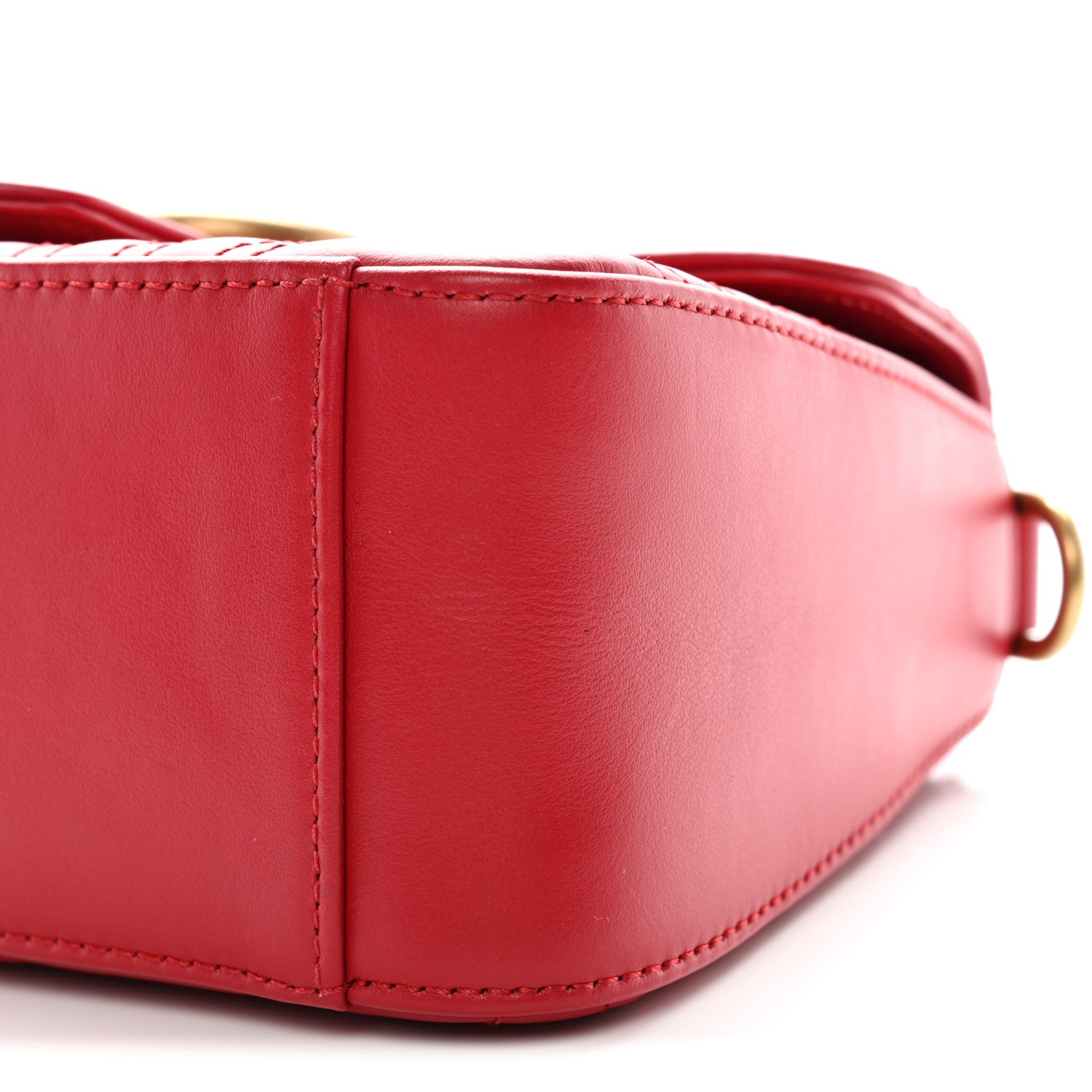 Gucci Calfskin Matelasse Mini GG Marmont Top Handle Shoulder Bag Hibiscus Red 10 of 10