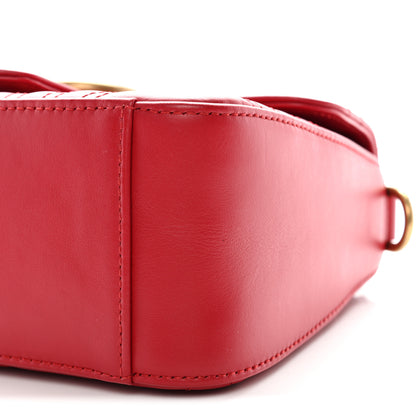 Gucci Calfskin Matelasse Mini GG Marmont Top Handle Shoulder Bag Hibiscus Red 10 of 10
