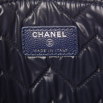 Chanel Caviar Chevron Quilted Medium Cosmetic Case Navy 6 of 8