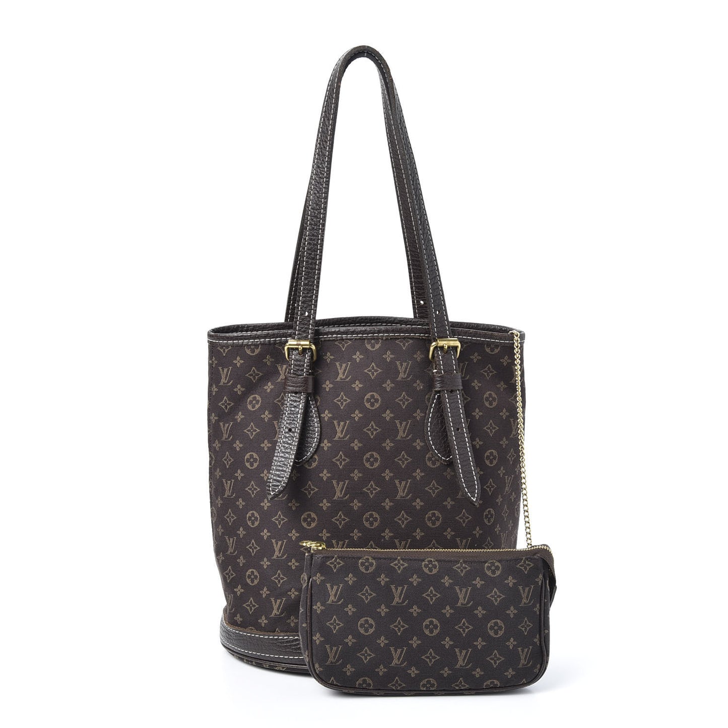 Mini Lin Monogram Bucket Bag Ebene