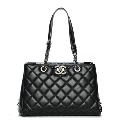 Chanel Metallic Goatskin Quilted Large City Rock Shopping Bag Black 1 of 7