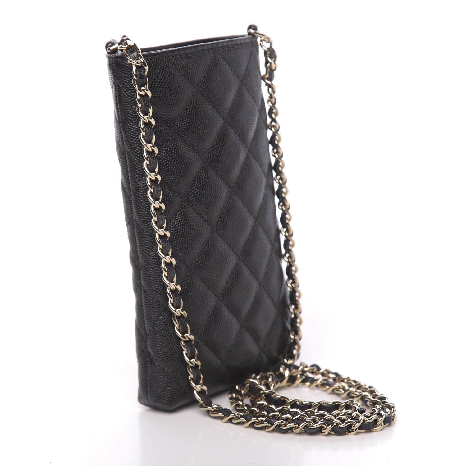 Chanel Caviar Quilted French New Wave Phone Holder With Chain Black 3 of 20