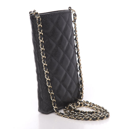Chanel Caviar Quilted French New Wave Phone Holder With Chain Black 3 of 20