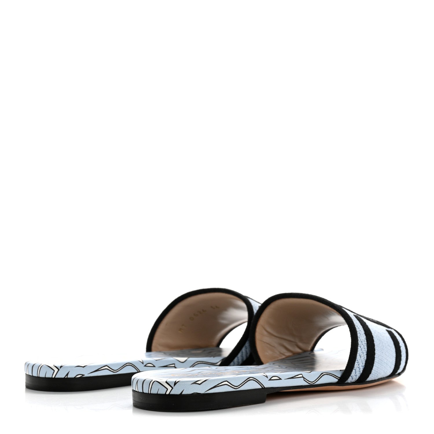 Christian Dior Canvas Embroidered Miss Dior Allover Dway Flat Slide Sandals 36 Azure Pale 5 of 10
