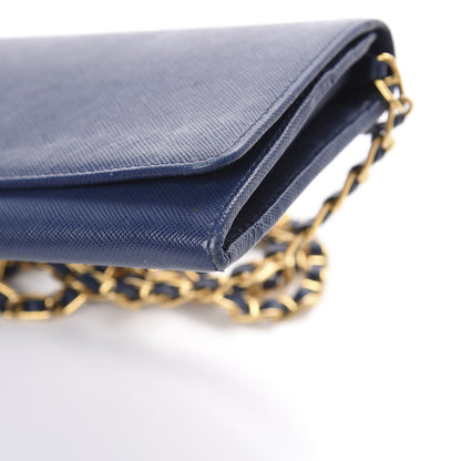 Prada Saffiano Metal Oro Chain Wallet Bleuette 9 of 9