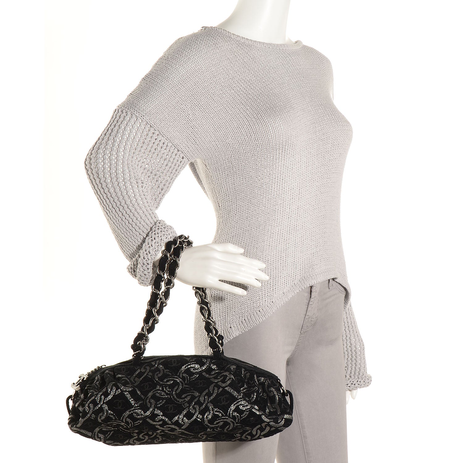 Chanel Metallic CC Chain Link Bag Black 2 of 7