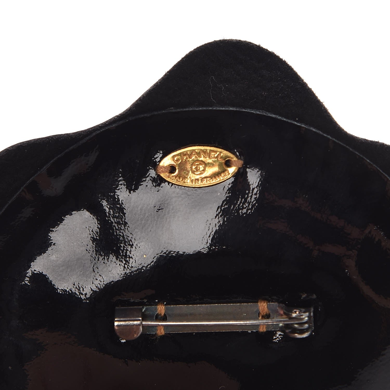 Chanel Patent Calfskin Camellia Brooch Black 4 of 5