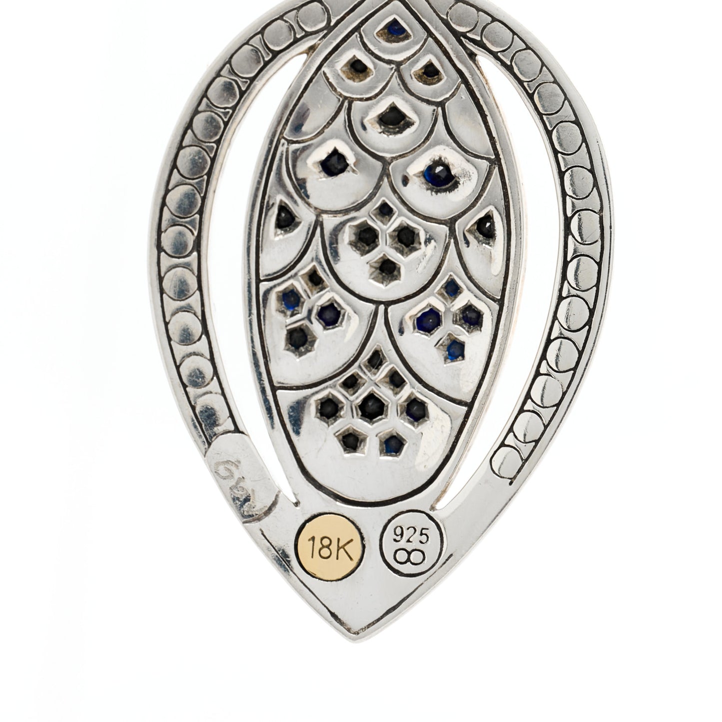 Sterling Silver 18K Yellow Gold Black Sapphire Legends Naga Drop Earrings