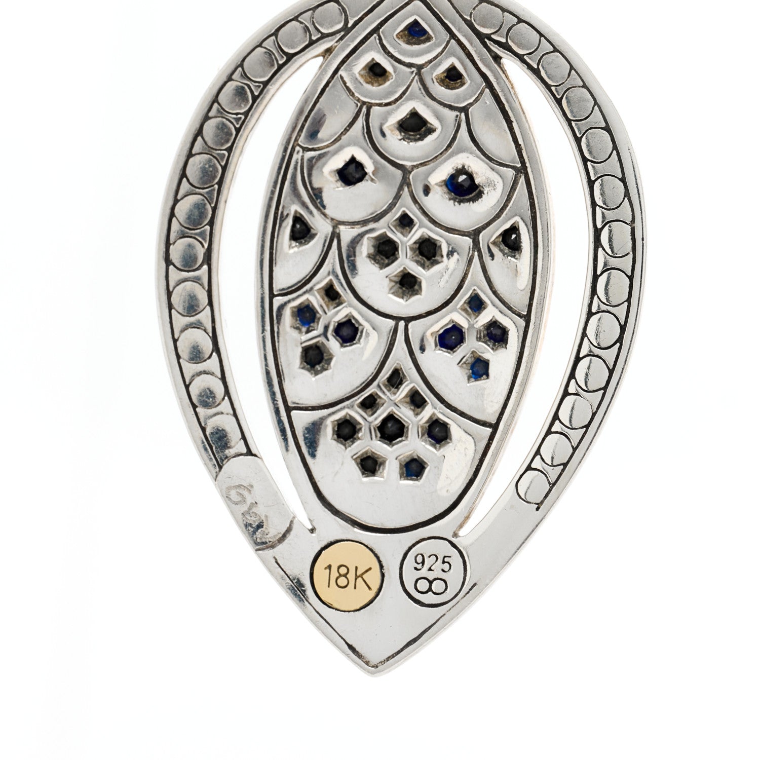 John Hardy Sterling Silver 18K Yellow Gold Black Sapphire Legends Naga Drop Earrings 5 of 5