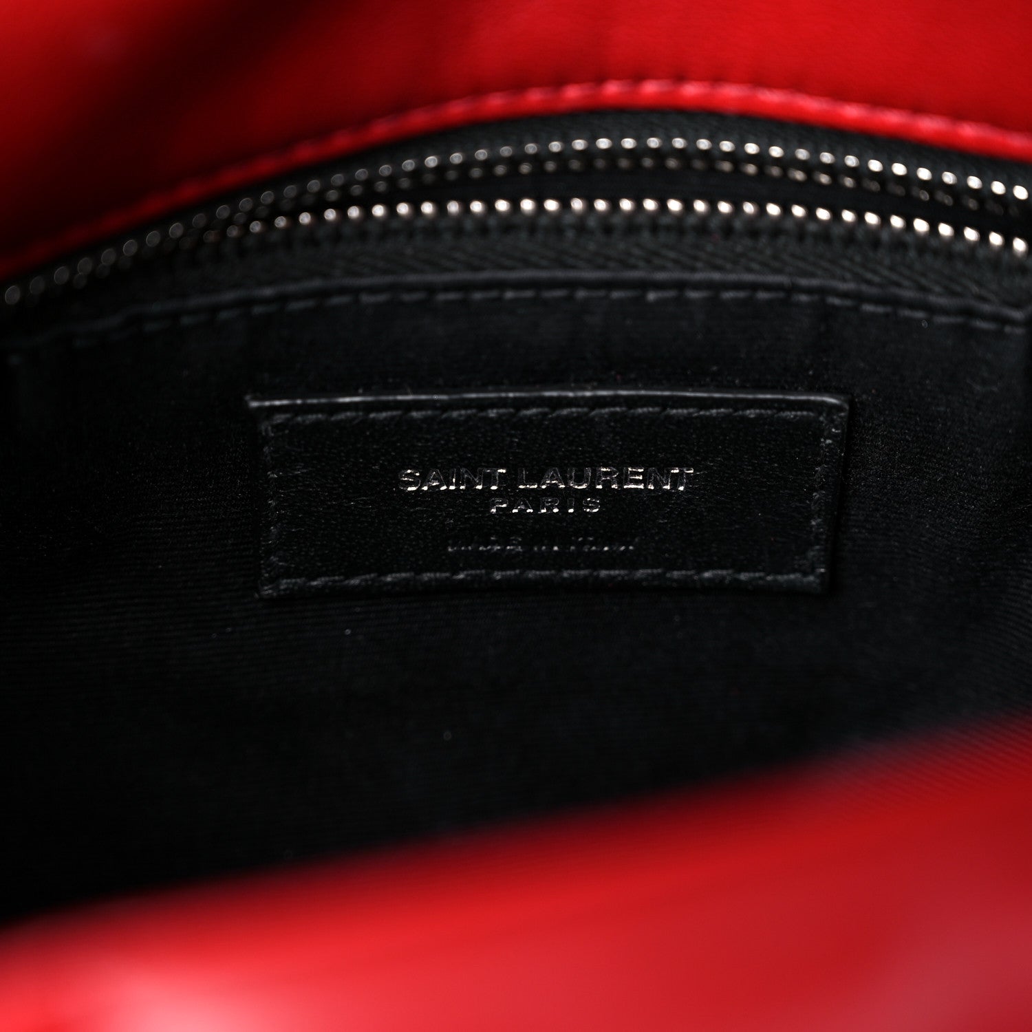 Saint Laurent Lambskin Quilted Small Loulou Puffer Monogram Chain Satchel Red 7 of 19