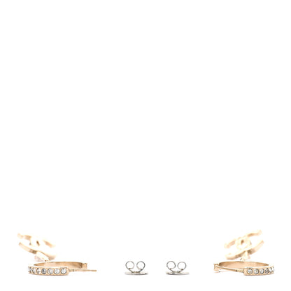 Chanel Crystal Lock Symbols Logo CC Hoop Drop Earrings Gold 3 of 7
