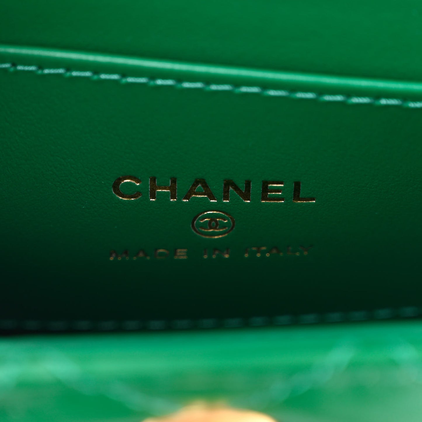 Shiny Aged Calfskin Quilted Mini Nano Kelly Shopper Green