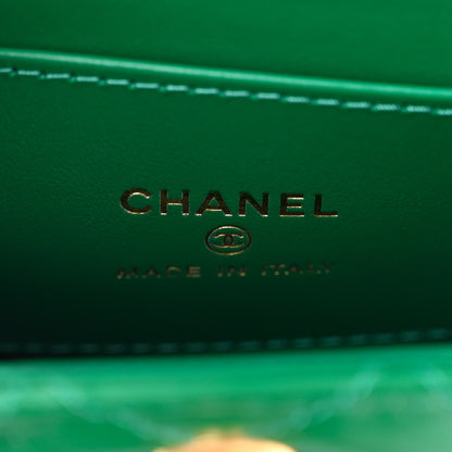 Chanel Shiny Aged Calfskin Quilted Mini Nano Kelly Shopper Green 6 of 11