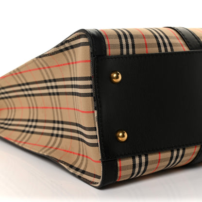 Burberry Calfskin 1983 Knight Check Link Zip Tote Black 7 of 9