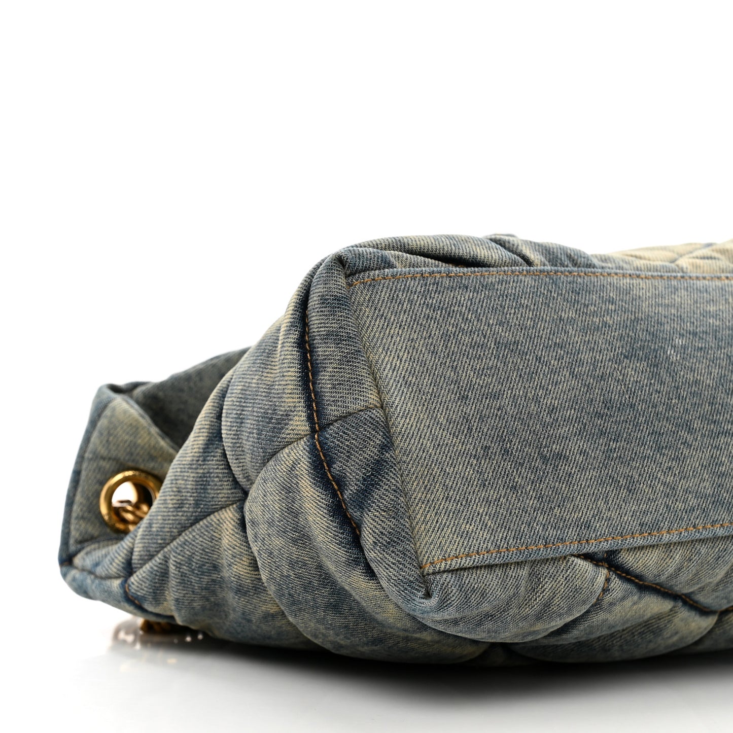 Denim Quilted Small Loulou Puffer Monogram Chain Satchel Blue Cinnamon