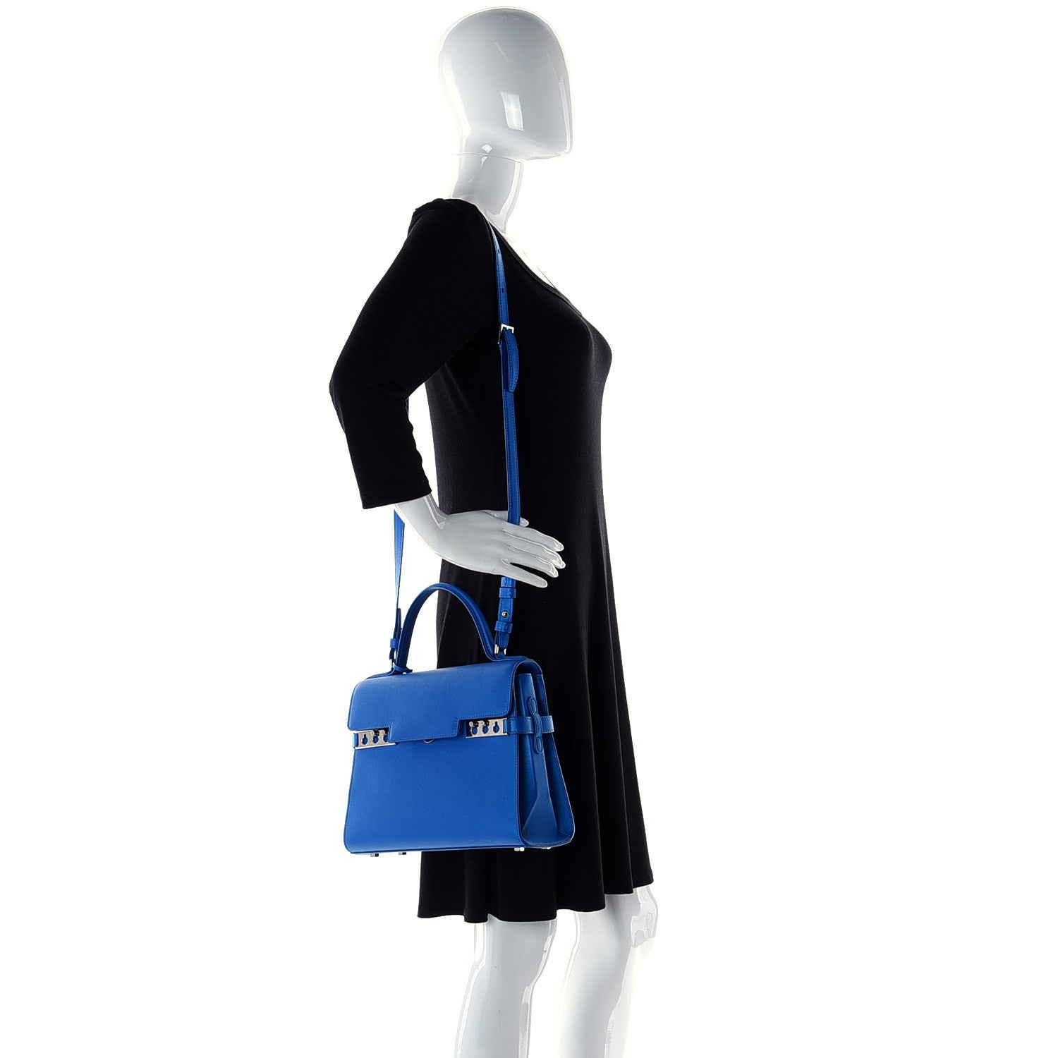 Delvaux Calfskin MM Tempete Satchel Satin Electric 2 of 11