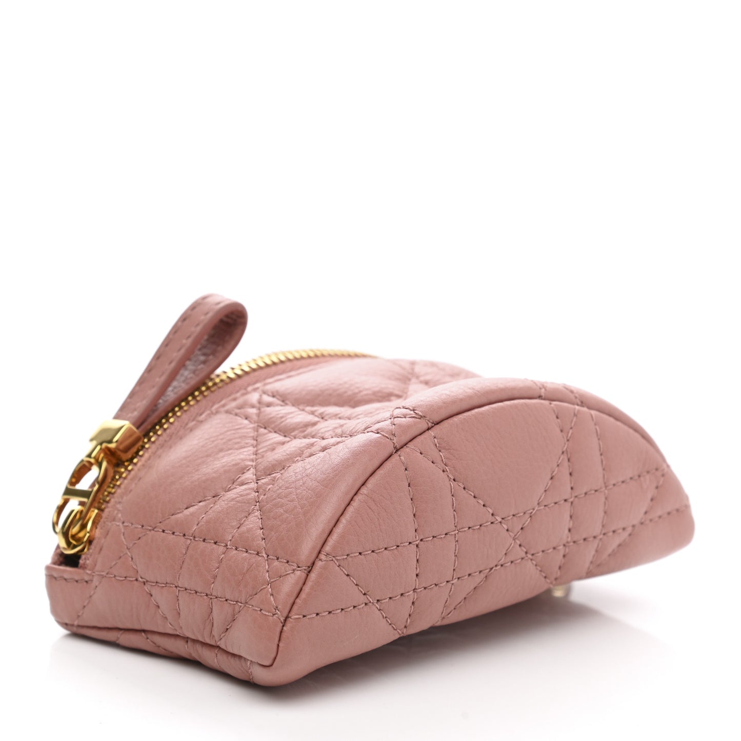 Supple Calfskin Cannage Caro Half-Moon Coin Purse Dark Nude