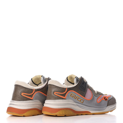 Gucci Calfskin Suede Mesh Lizard Embossed Womens Ultrapace Sneakers 36 Silver Anthracite Neon Orange 4 of 8