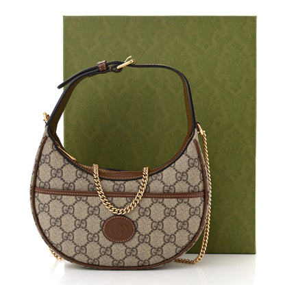 Gucci GG Supreme Monogram Azalea Calfskin Mini Retro Interlocking G Half Moon Bag Beige Ebony Brown Sugar 11 of 11