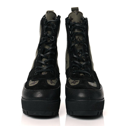 Louis Vuitton Suede Monogram Laureate Platform Desert Boots 38.5 Kaki Black 2 of 8